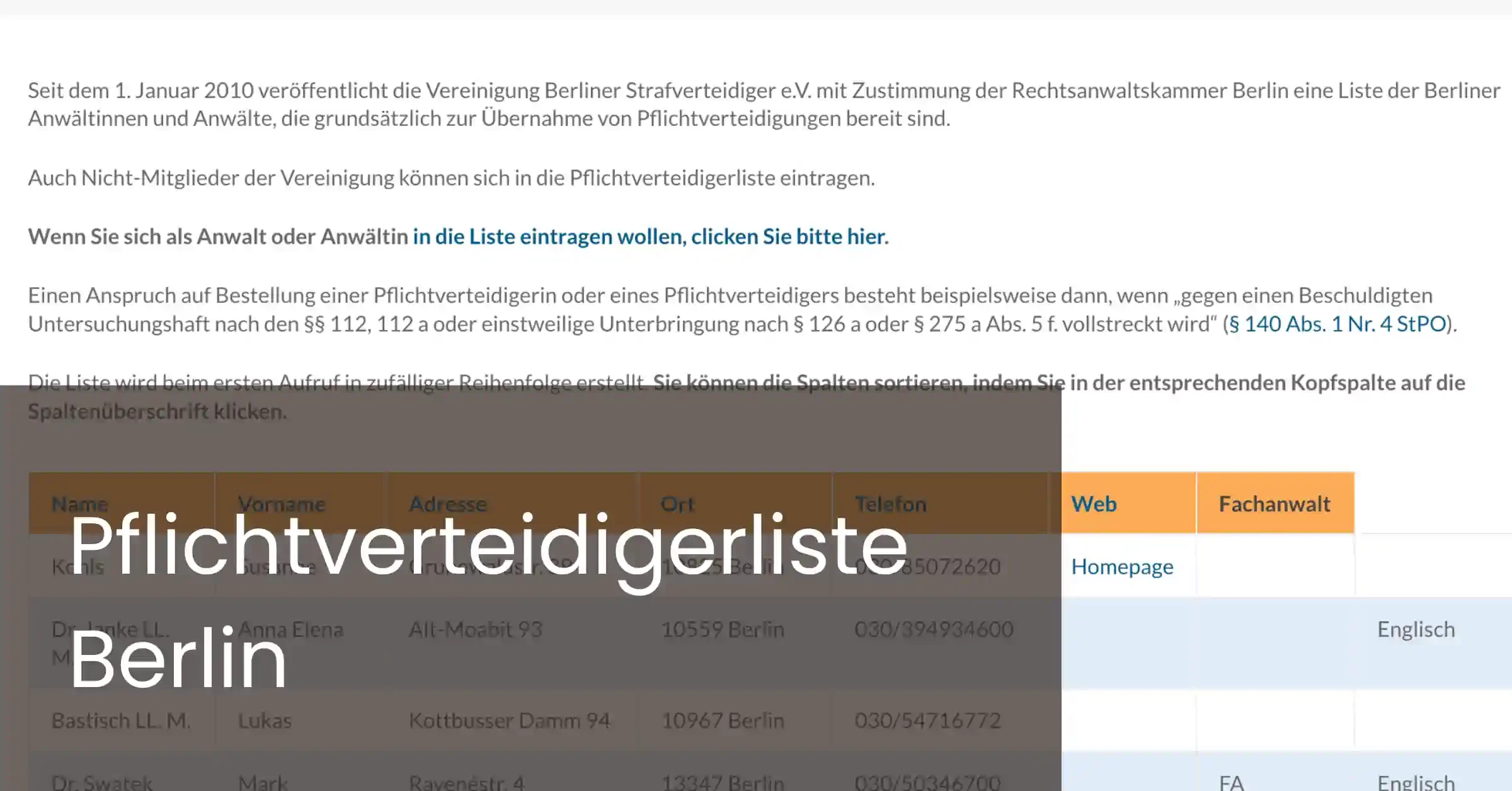 Pflichtverteidigerliste Berlin